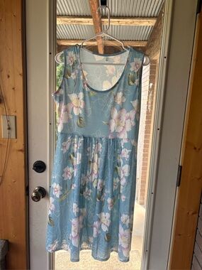 Women’s Blue Floral Sleeveless Dress